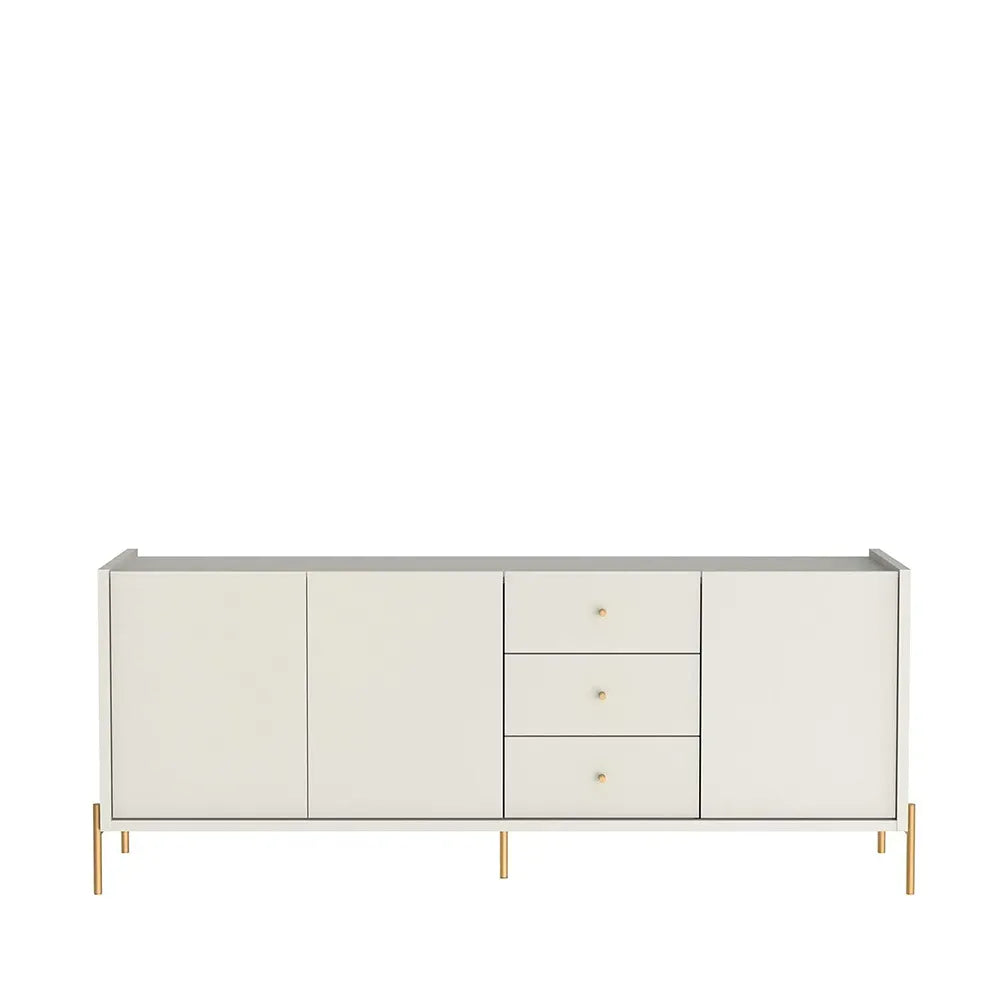 Buffet 3 Portas 3 Gavetas Jasper 184 cm - Off White c/ Dourado
