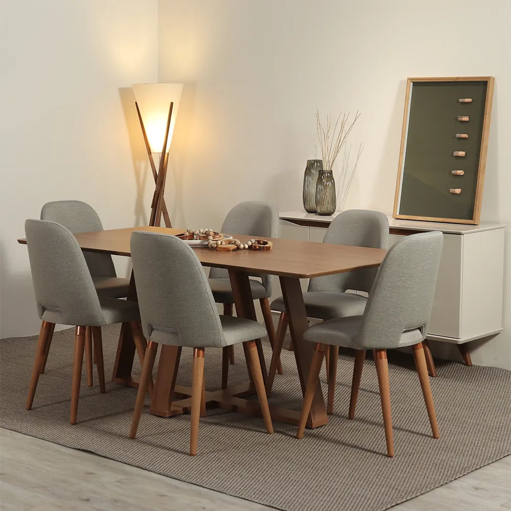 Mesa de Jantar Retangular para 6 Lugares Avena 160 cm - Canella