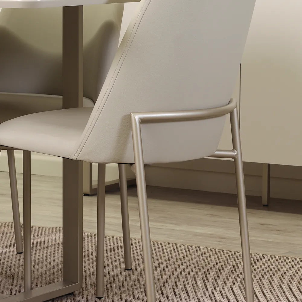 Conjunto de Jantar Mesa Retangular com Vidro Arcádia 6 Cadeiras Lucille - Champanhe c/ Off White