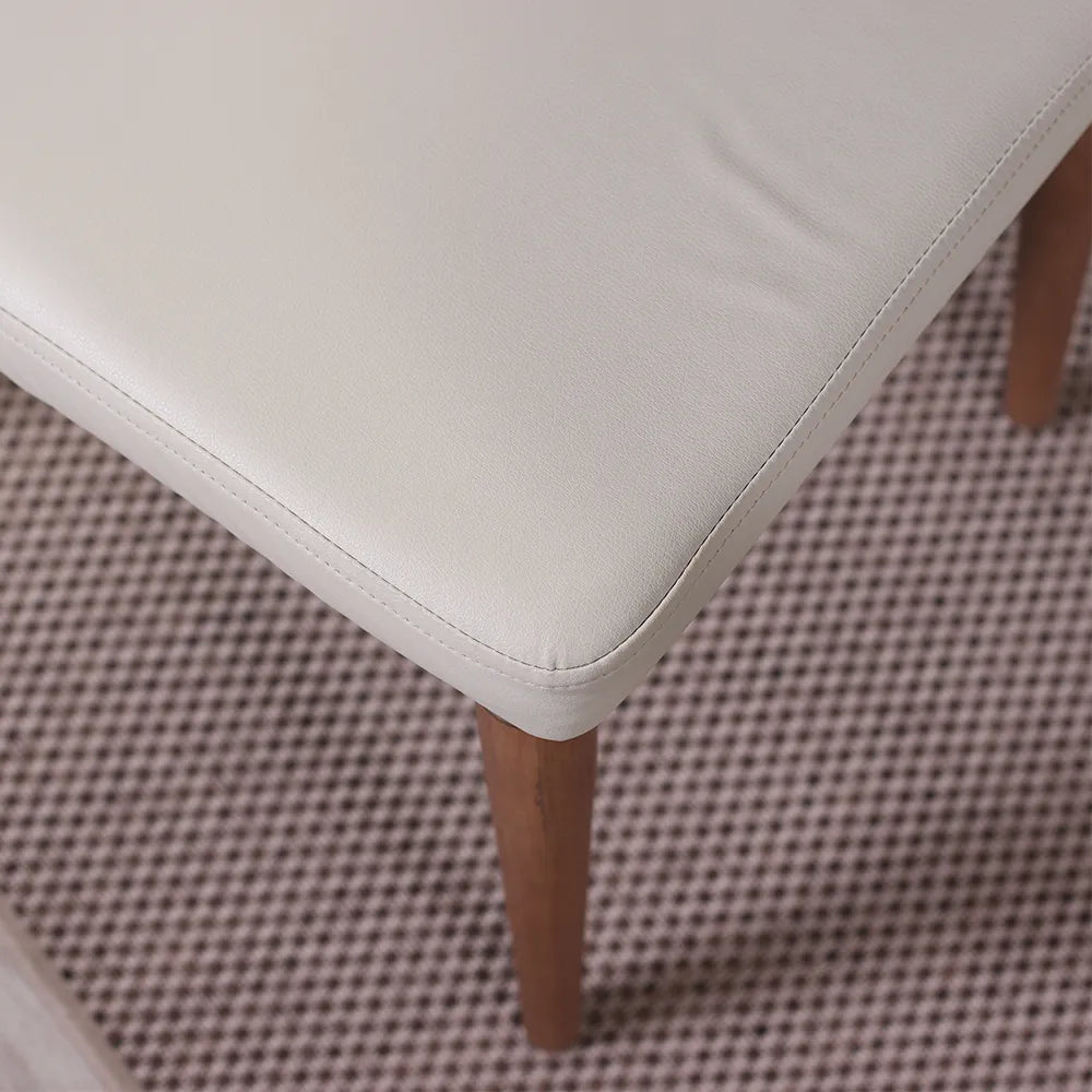 Conjunto de Jantar Mesa Orgânica Kalyx 4 Cadeiras Lara - Champanhe c/ Canella - PU Off White