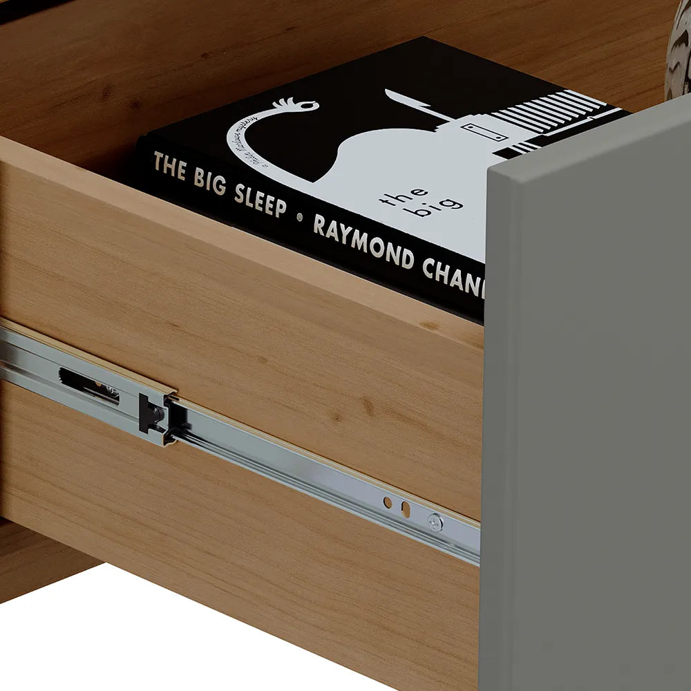 Aparador 2 Gavetas Amsterdã 120 cm - Natural c/ Verde