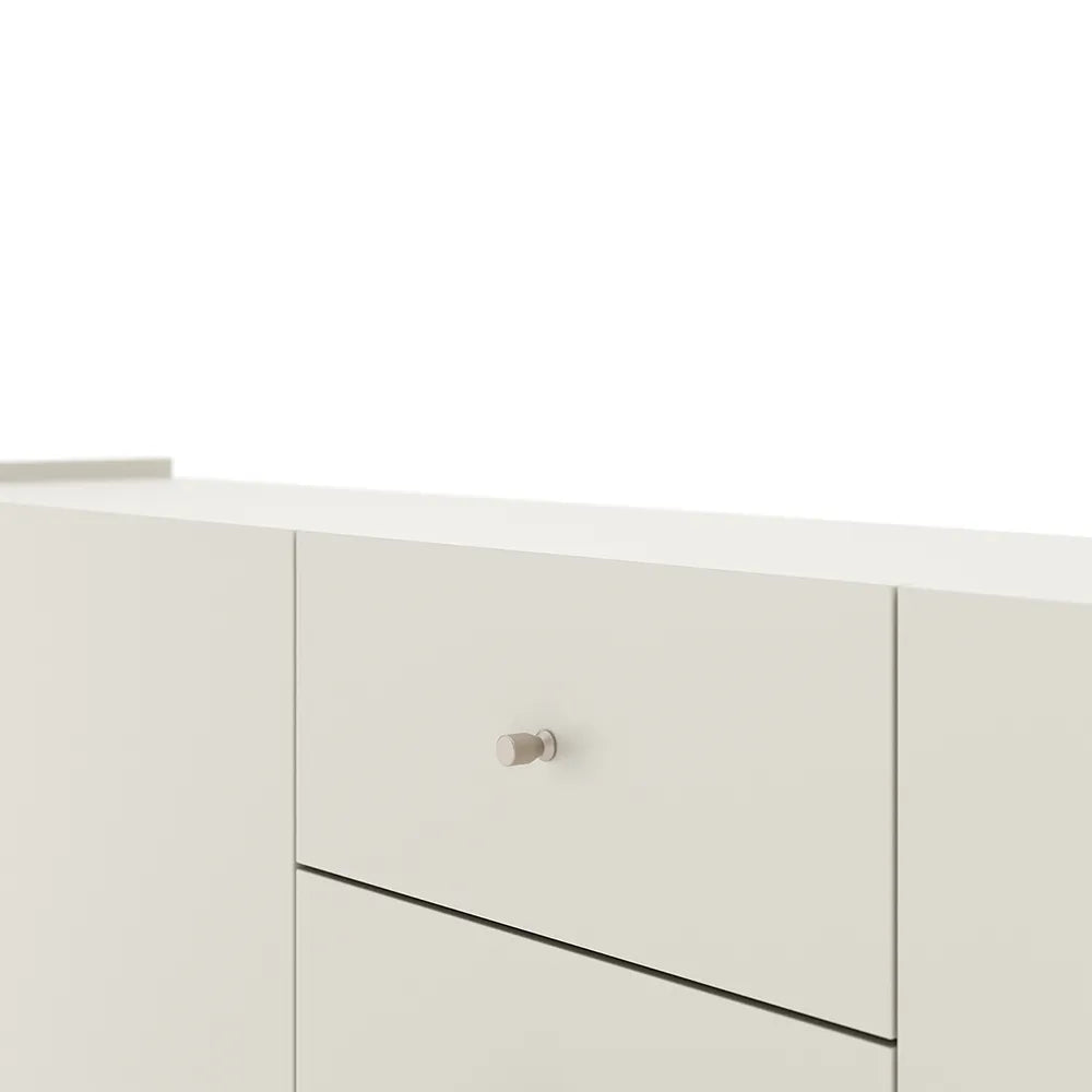 Buffet 3 Portas 3 Gavetas Jasper 184 cm - Off White c/ Champanhe