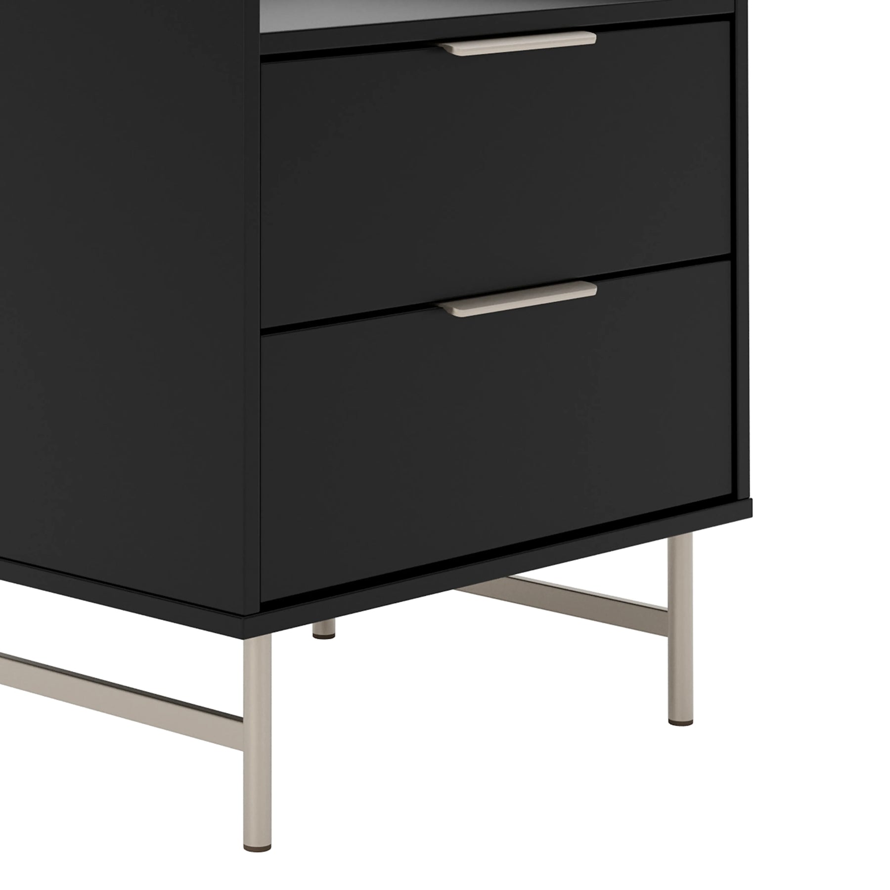 Conjunto 2 Mesas de Cabeceira 2 Gavetas com LED Yves 53 cm - Preto Fosco c/ Champanhe