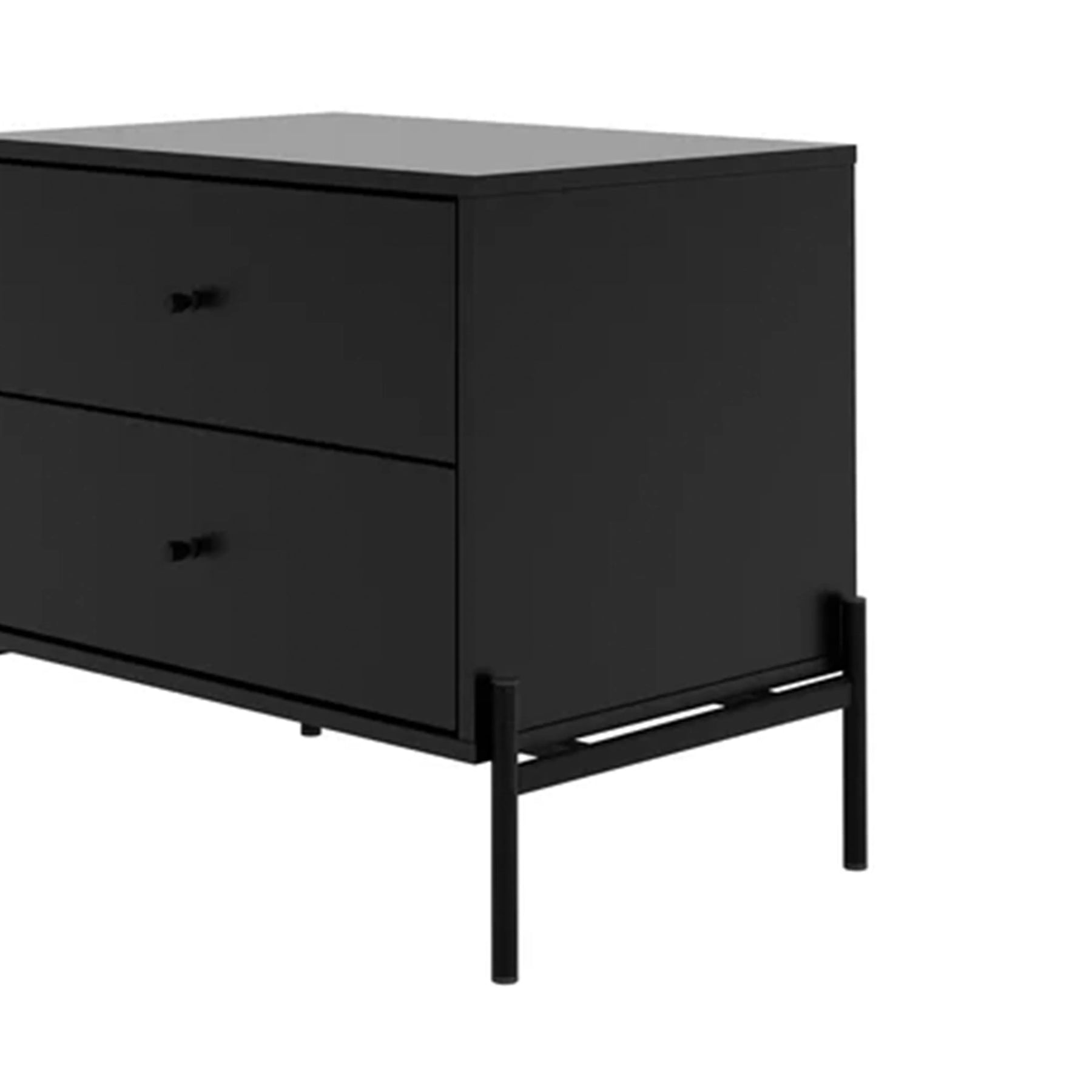 Conjunto 2 Mesas de Cabeceira e Cômoda 6 Gavetas Jasper - Preto Fosco