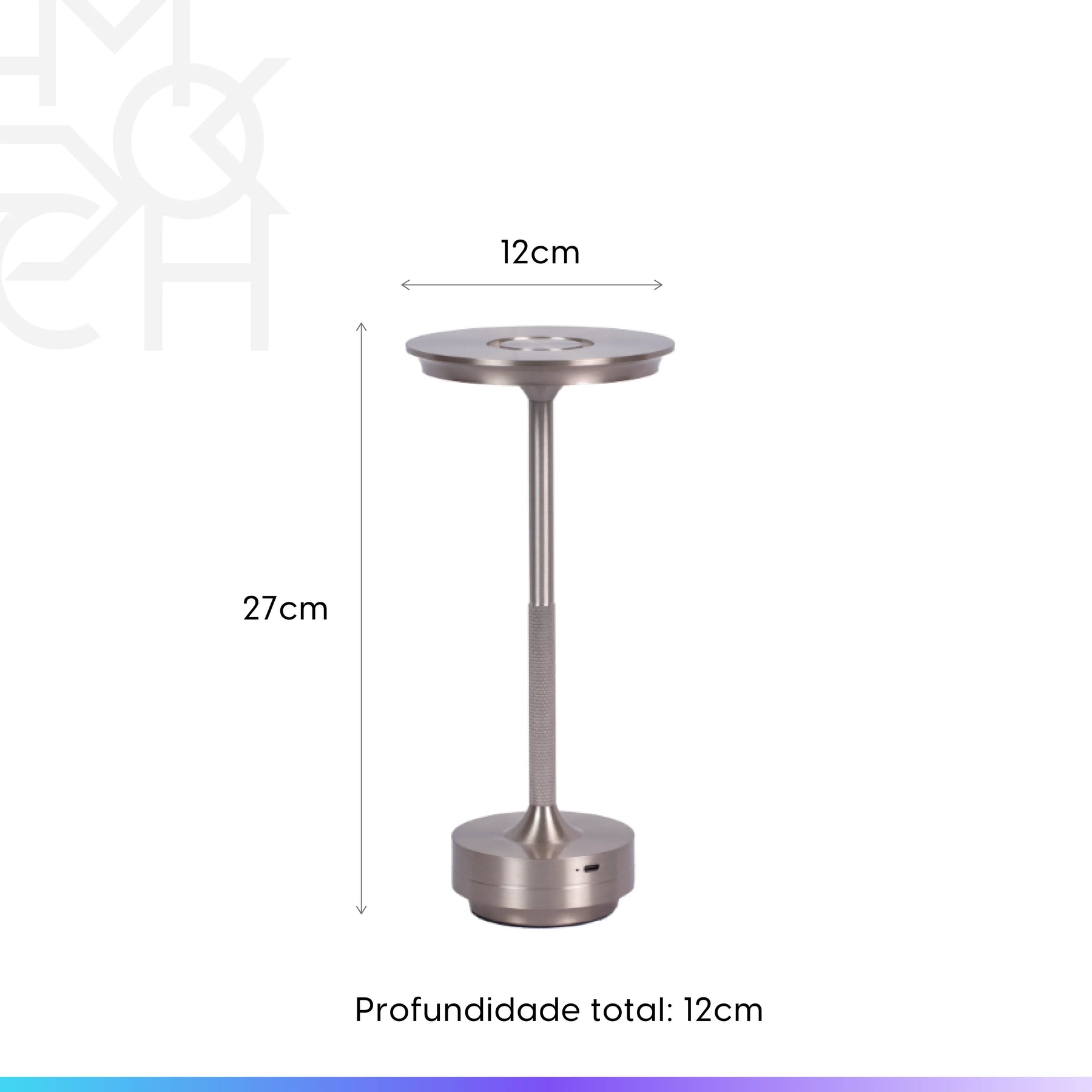 Luminária de Mesa Sem Fio Mark 28 cm - Prata