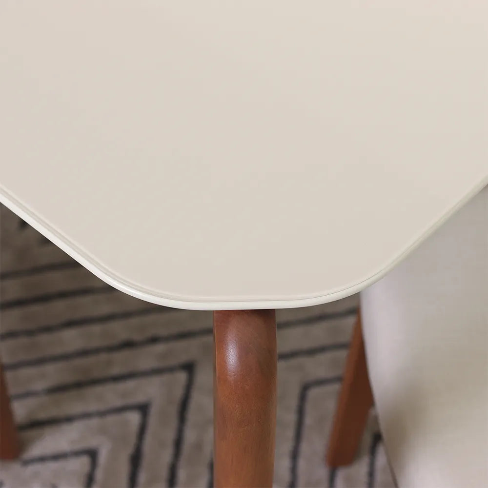 Conjunto de Jantar Mesa Retangular com Vidro Donatella 6 Cadeiras Kalina - Natural c/ Off White