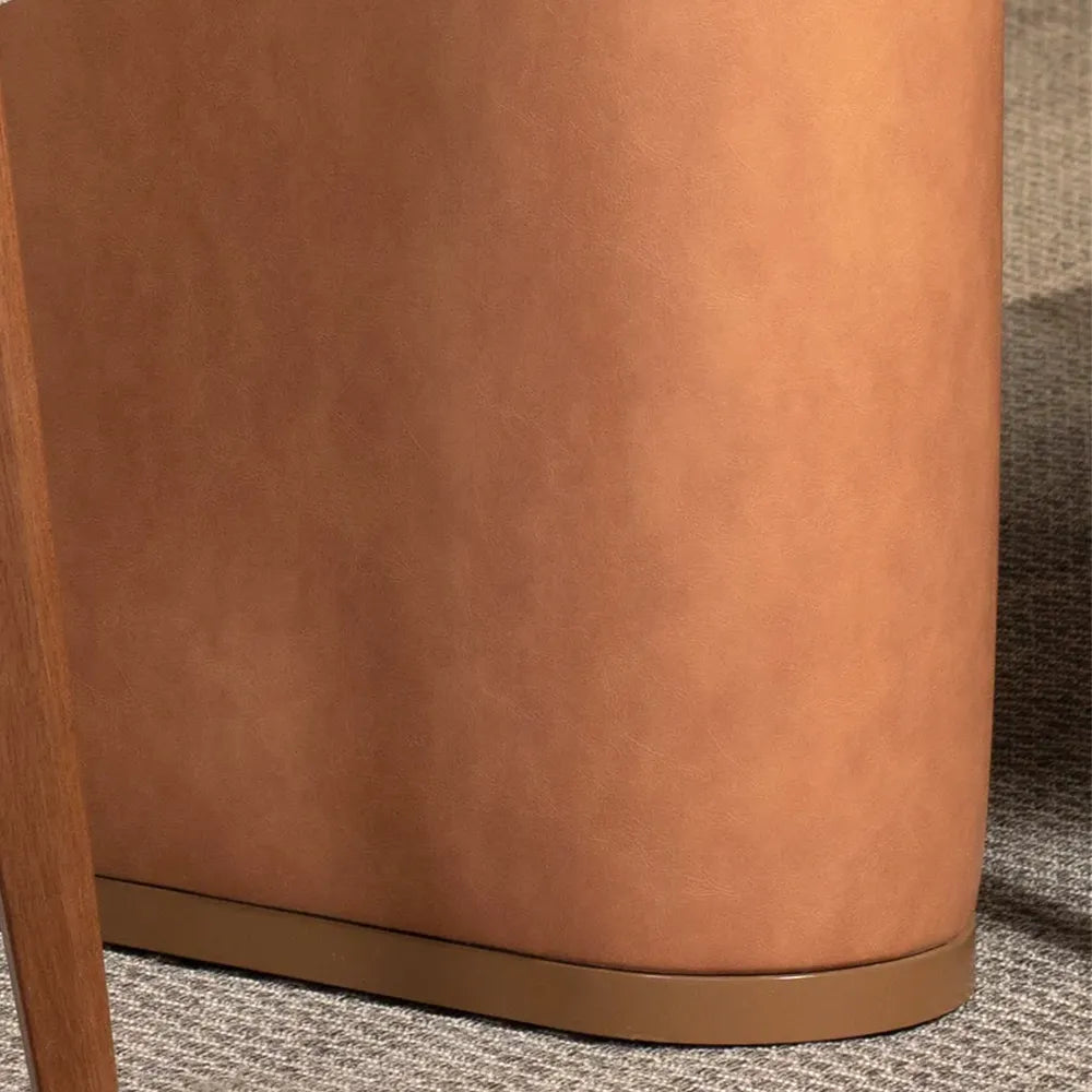 Mesa de Jantar Retangular c/ Vidro para 6 Lugares Lintz 184 cm - Off White Fosco c/ Canella - PU Caramelo