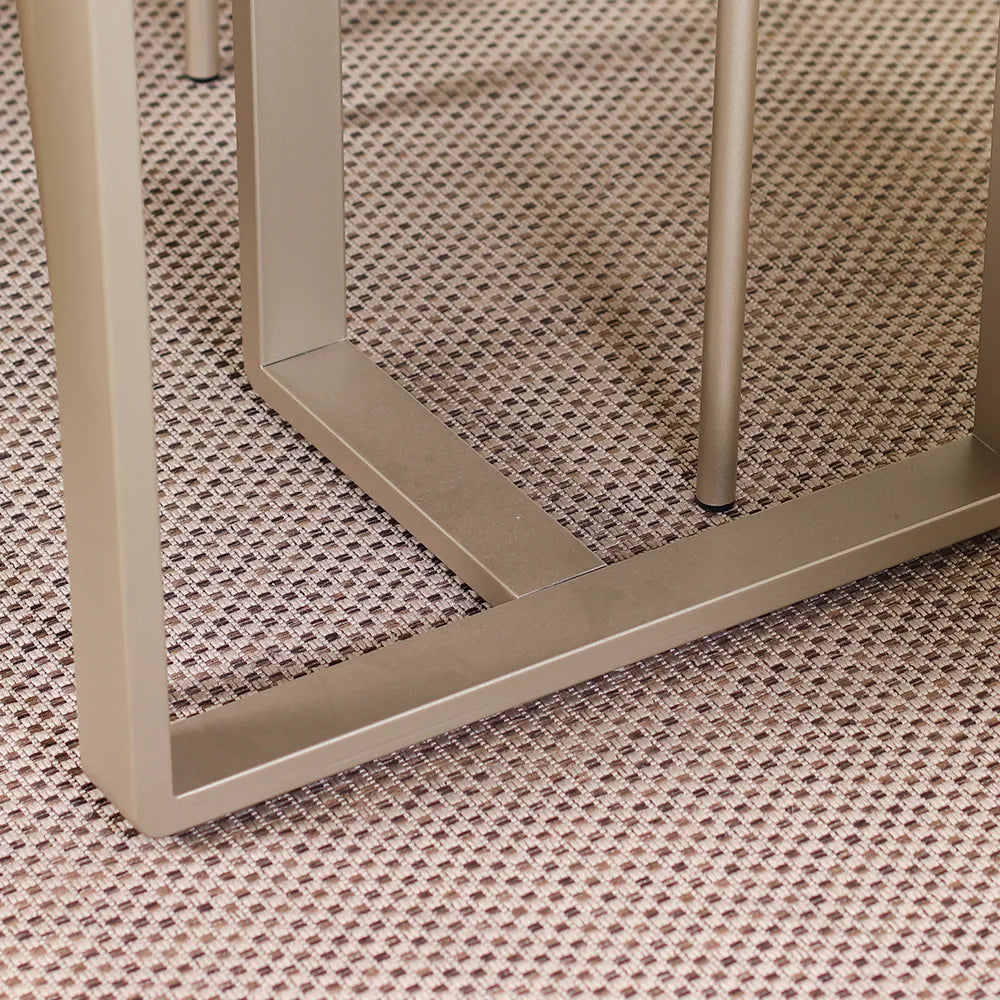 Conjunto de Jantar Mesa Retangular com Vidro Arcádia 6 Cadeiras Lucille - Champanhe c/ Off White