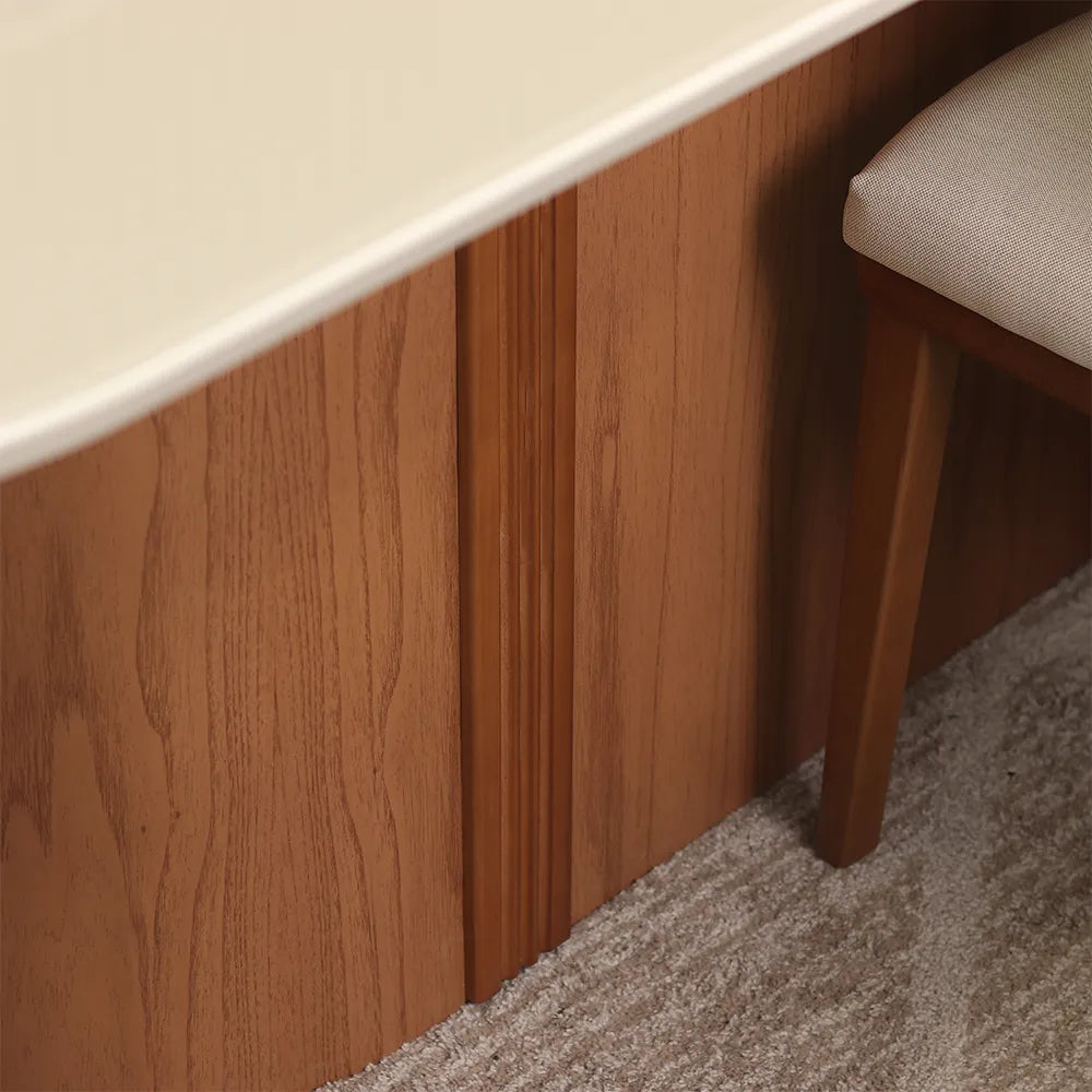 Conjunto de Jantar Mesa Retangular com Vidro 8 Cadeiras Kalina - Canella c/ Off White