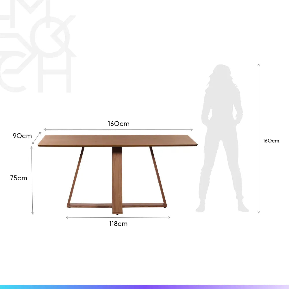 Mesa de Jantar Retangular para 6 Lugares Avena 160 cm - Canella