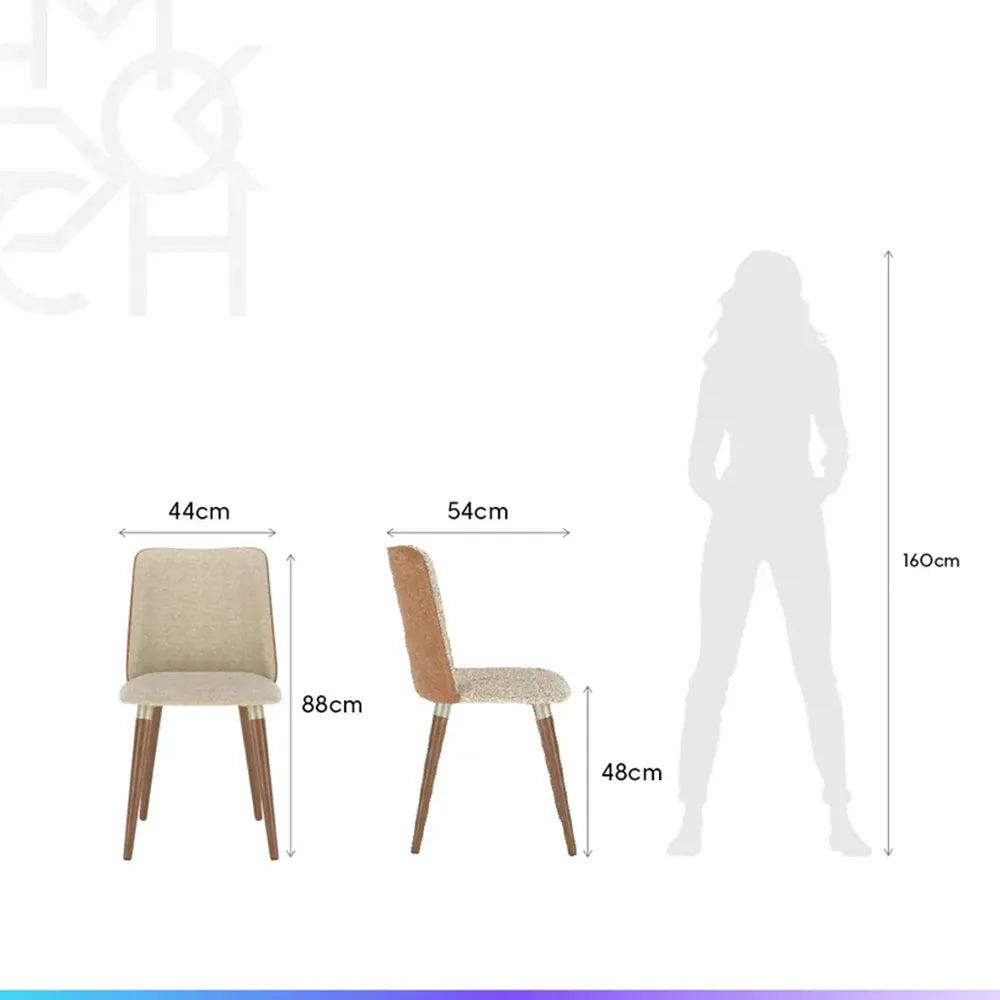 Conjunto de Jantar Mesa Retangular com Vidro Lintz com 8 Cadeiras Dakota - Off White c/ Caramelo