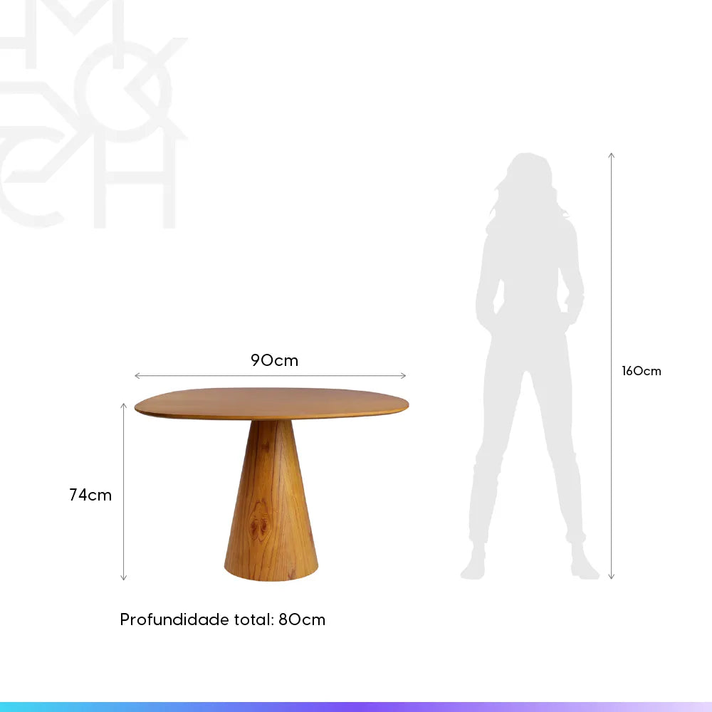 Mesa de Jantar Orgânica para 2 Lugares Sollus 90 cm - Freijó