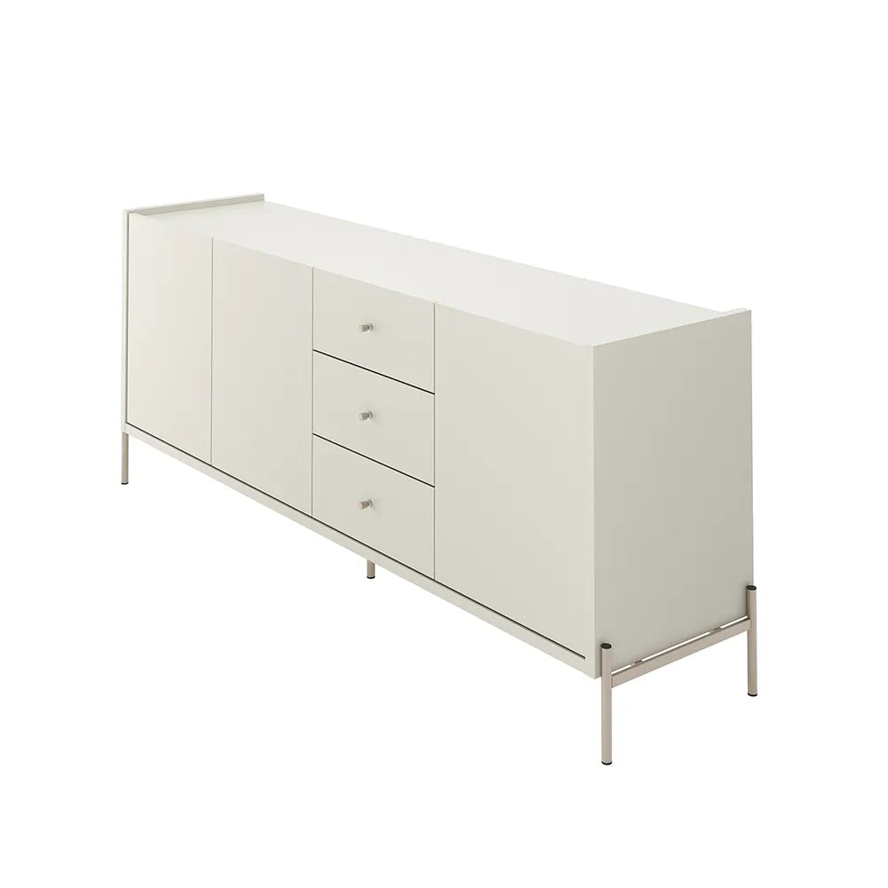 Buffet 3 Portas 3 Gavetas Jasper 184 cm - Off White c/ Champanhe