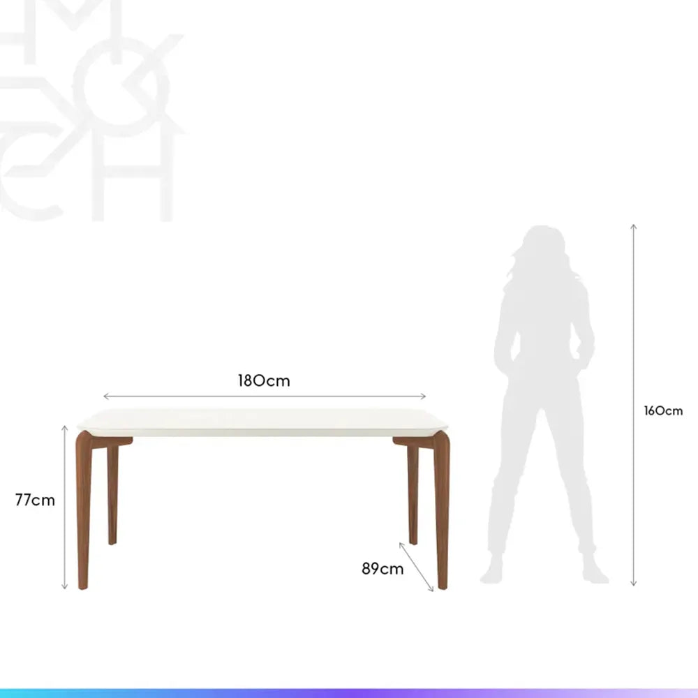 Conjunto de Jantar Mesa Retangular com Vidro Donatella 6 Cadeiras Kalina - Natural c/ Off White