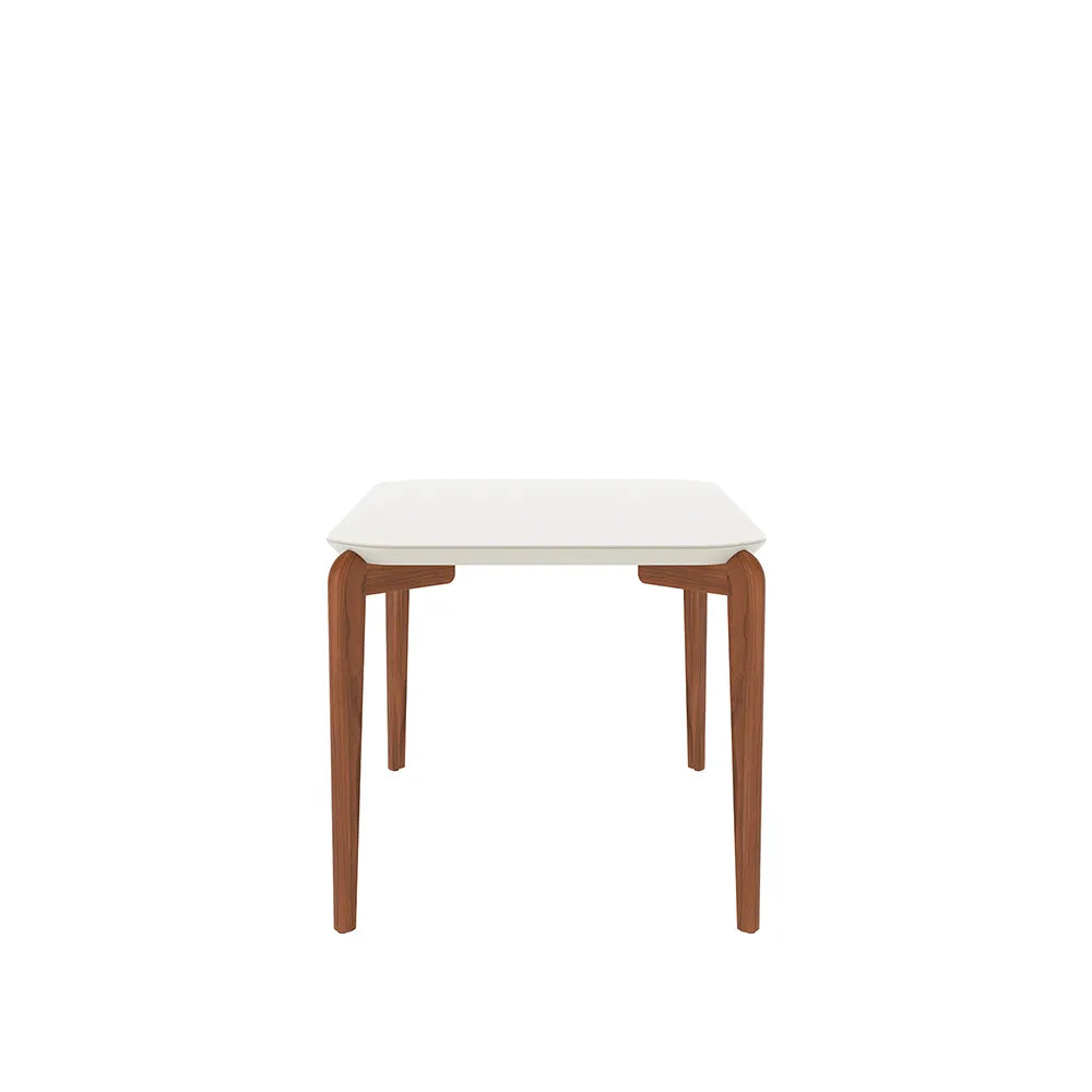 Mesa de Jantar Retangular c/ Vidro para 4 Lugares Donatella 135 cm - Off White Fosco c/ Natural