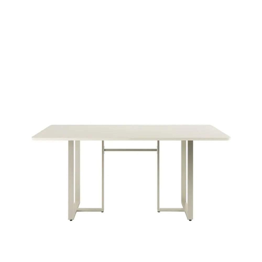 Conjunto de Jantar Mesa Retangular com Vidro Arcádia 6 Cadeiras Lucille - Champanhe c/ Off White