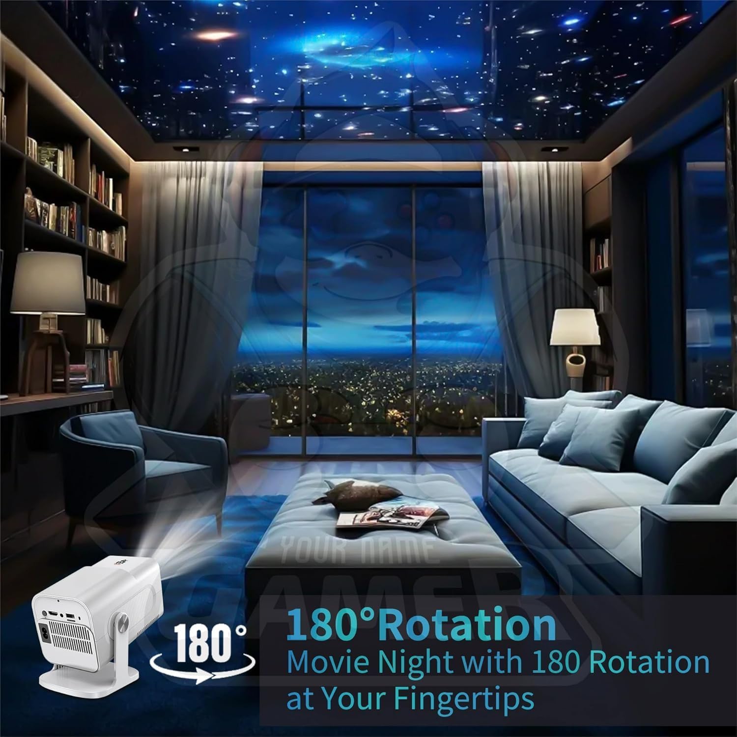 Projetor Hcs350 4k Pro + Game Com 2 Controles Sem Fio Branco