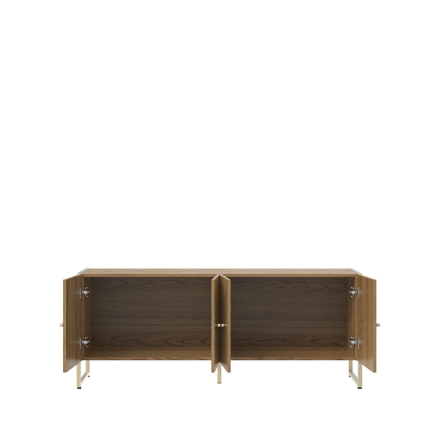 Rack para TV Até 50" 4 Portas Aço com MDF Voss 146 cm - Freijó c/ Champanhe