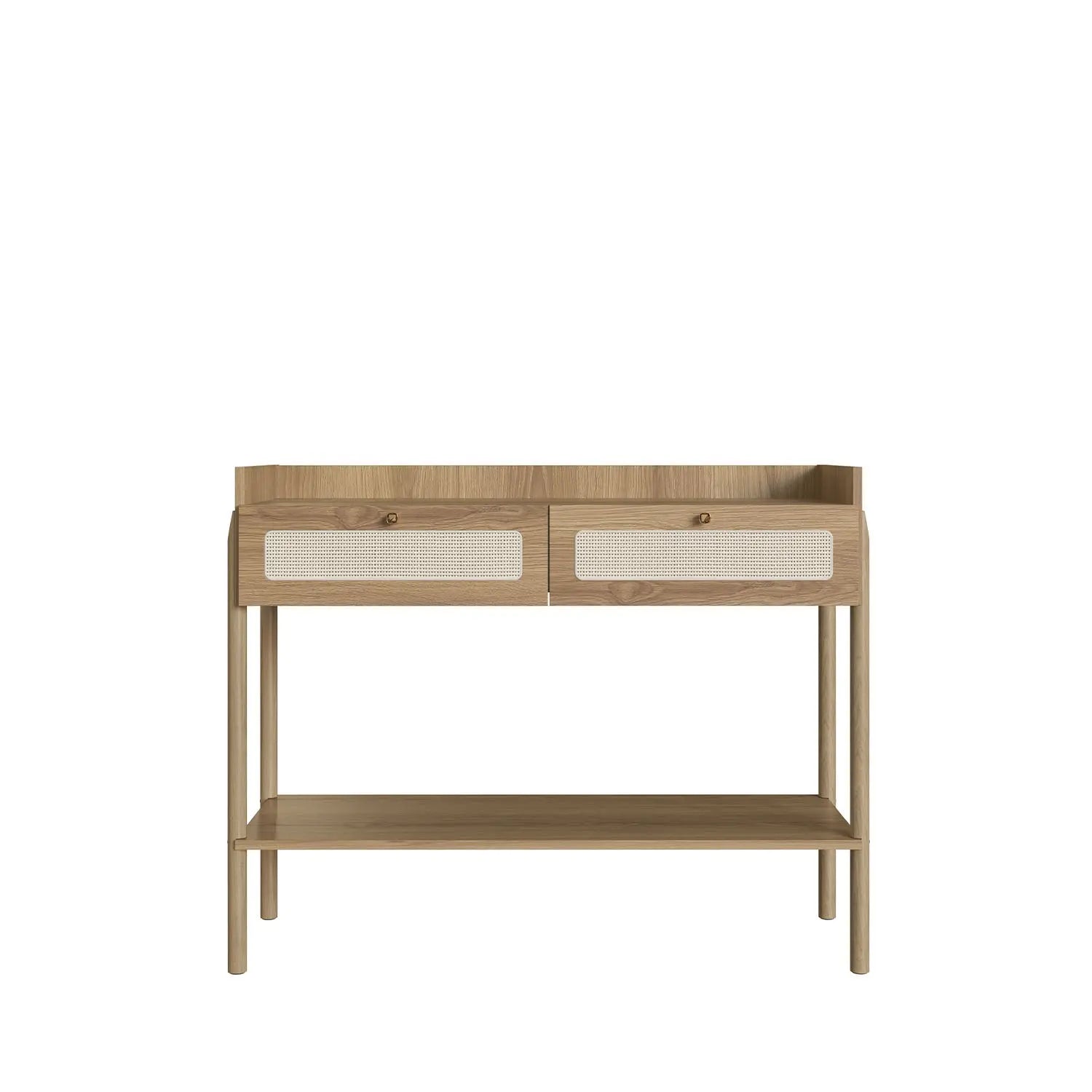 Aparador 2 Gavetas Ander 103 cm - Mel c/ Palhinha - Dourado