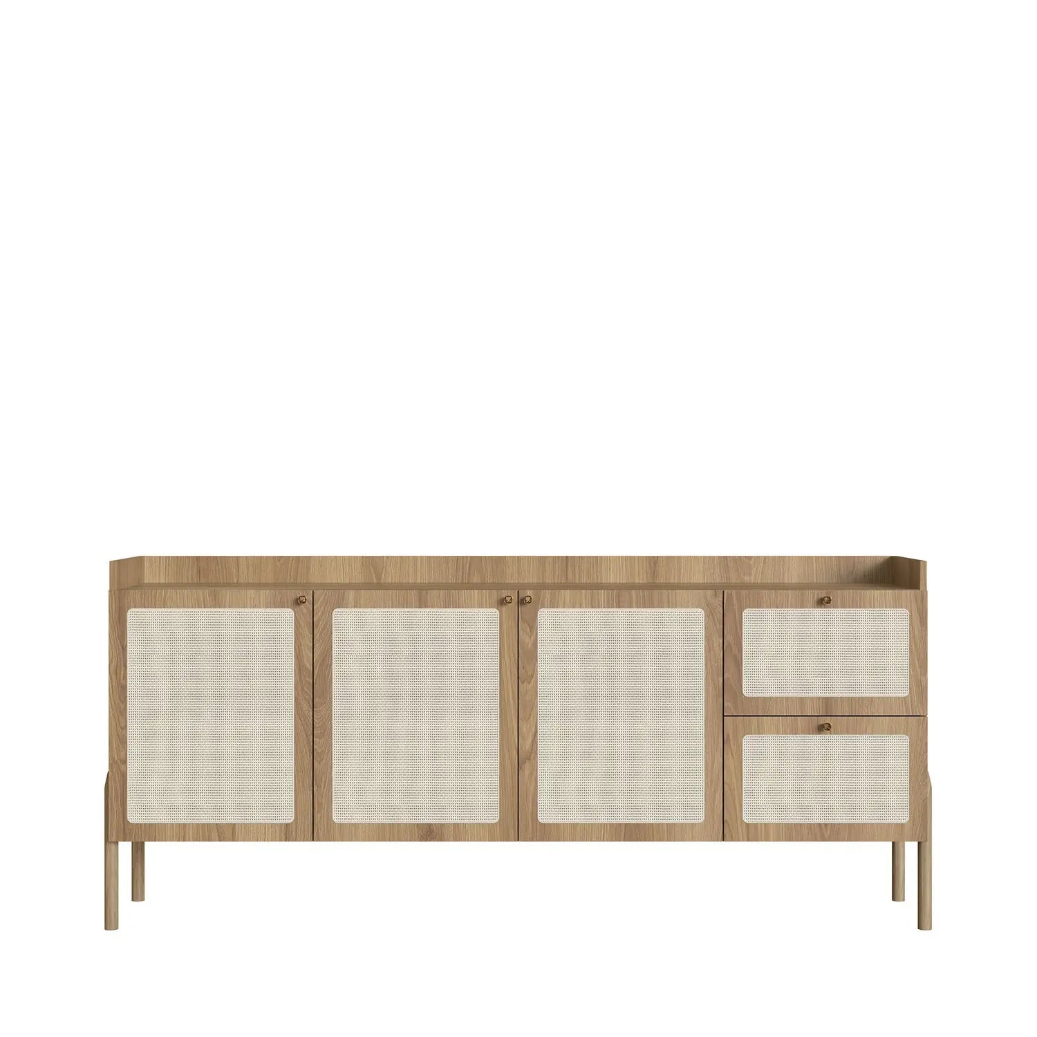 Buffet 3 Portas 2 Gavetas Ander 183 cm - Mel c/ Palhinha - Dourado