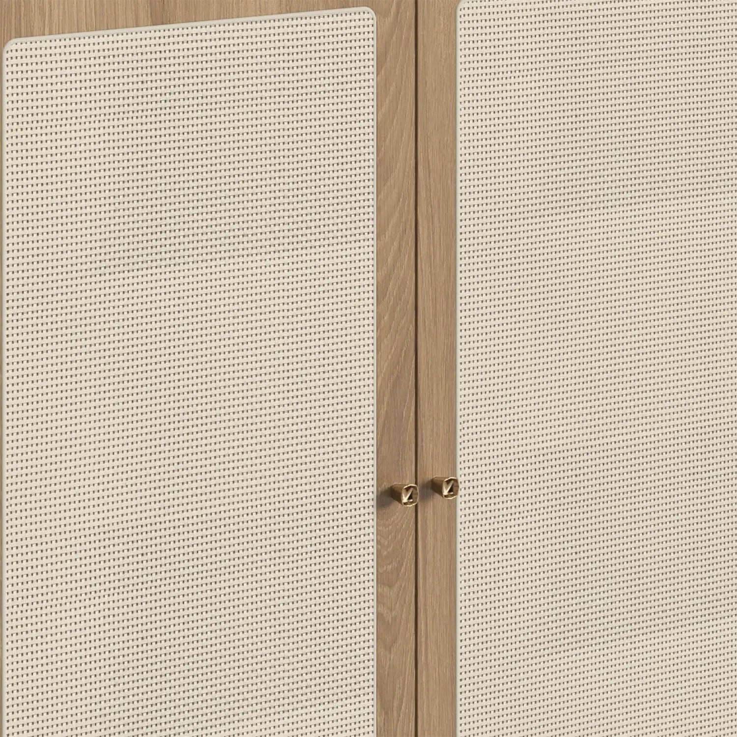 Balcão Buffet 2 Portas Ander 93 cm - Mel c/ Palhinha - Dourado