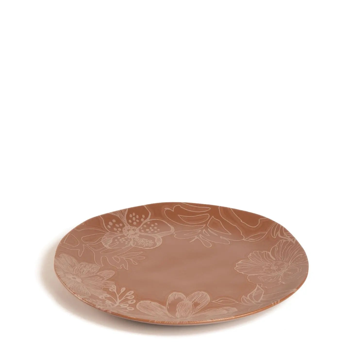Jogo de 6 Pratos Rasos Orgânico Florear - Terracota