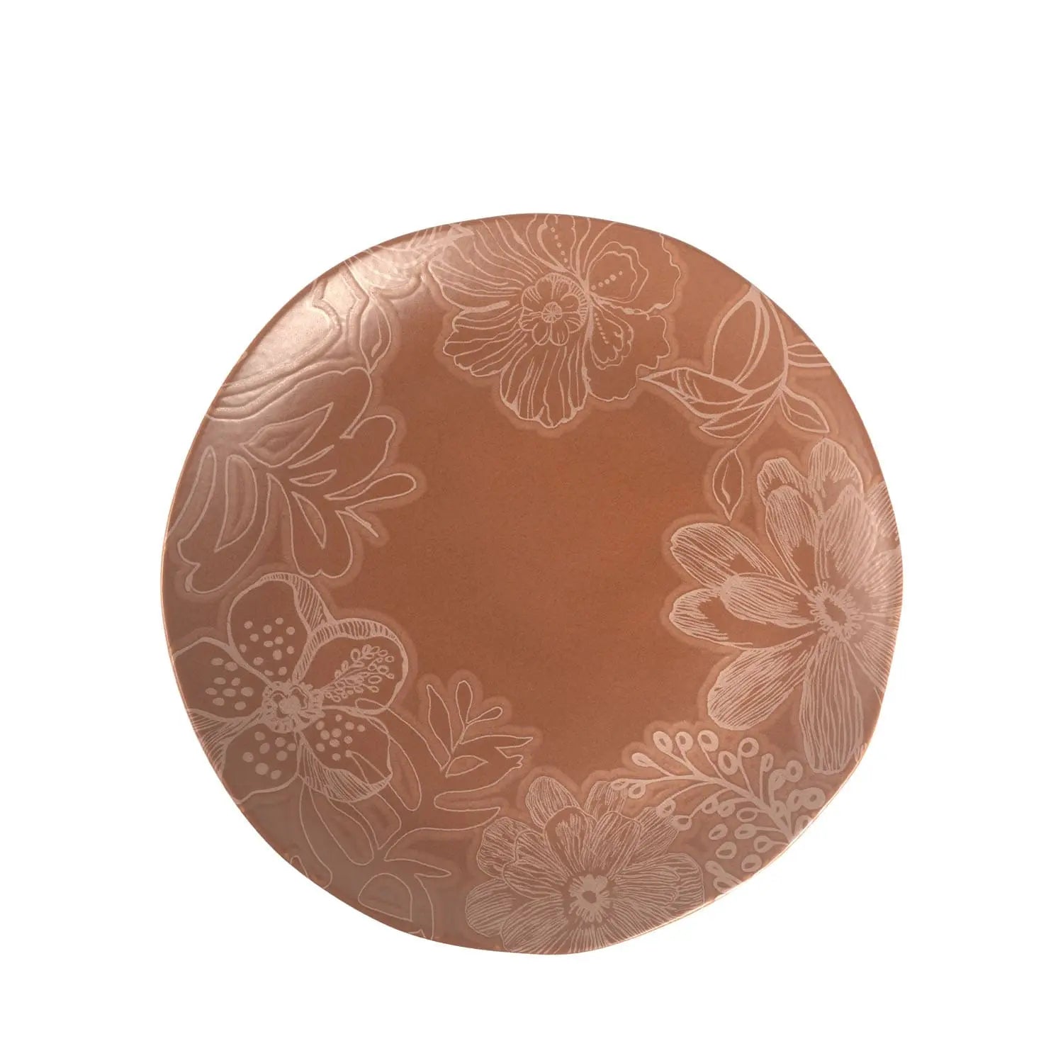 Jogo de 6 Pratos Rasos Orgânico Florear - Terracota