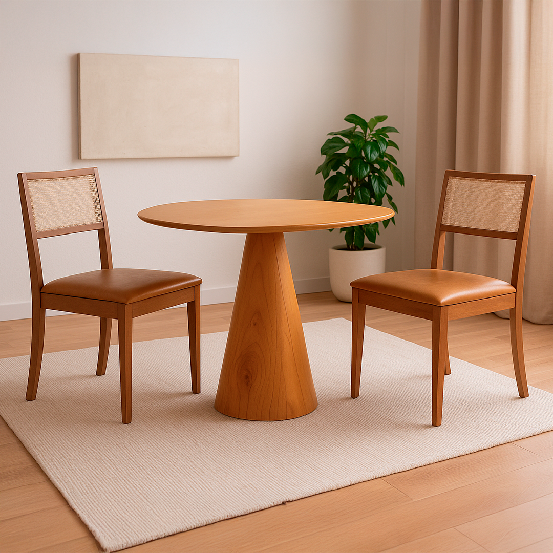 Mesa de Jantar Orgânica para 2 Lugares Sollus 90 cm - Freijó