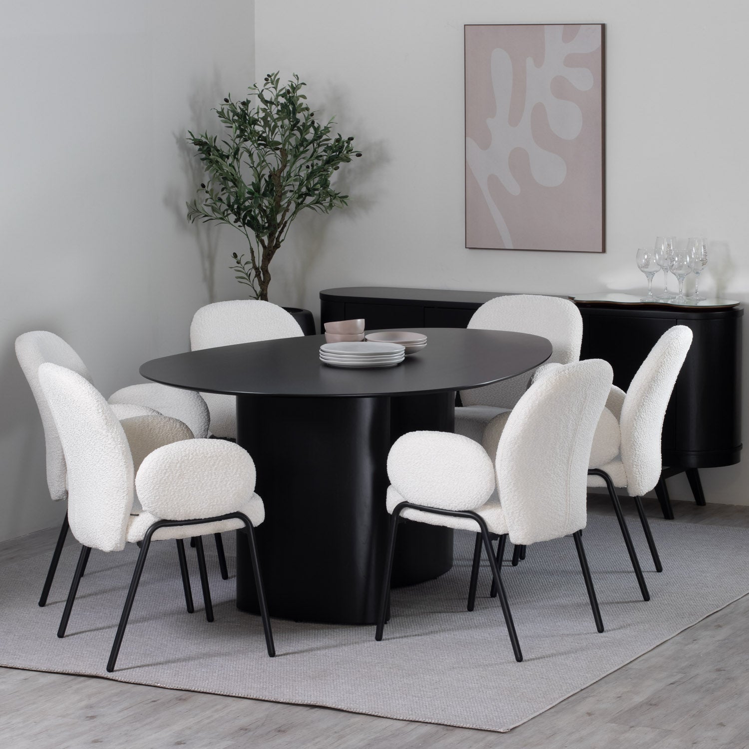 Mesa de Jantar Orgânica para 8 Lugares Gaya 220 cm - Preto Fosco