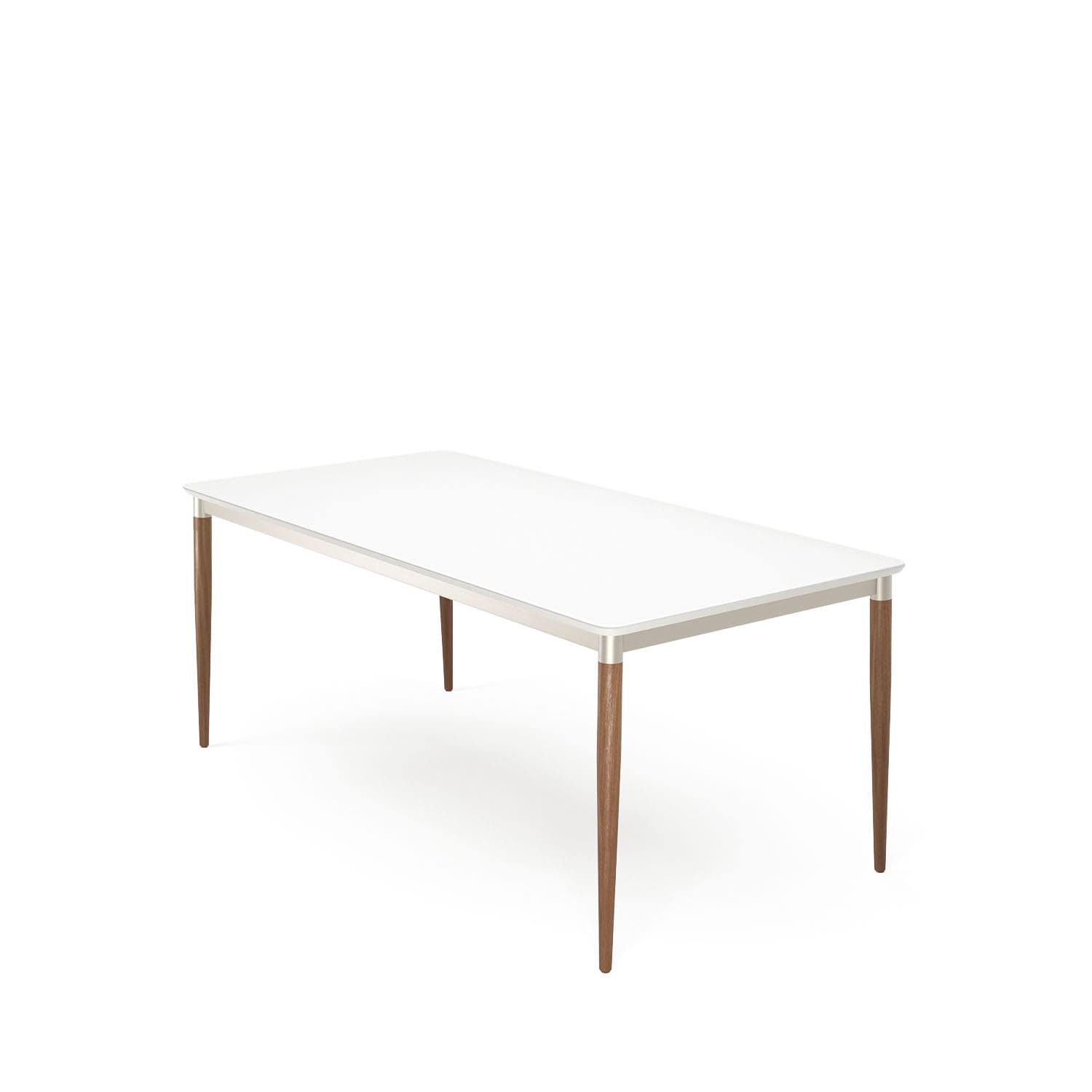 Mesa de Jantar com Vidro Luma 184 cm - Natural c/ Off White Fosco - Champanhe