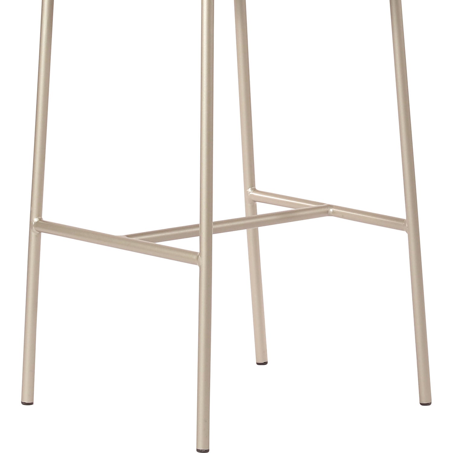 Banqueta Alta de Aço Estofada Lucille - Champanhe c/ PU Caramelo