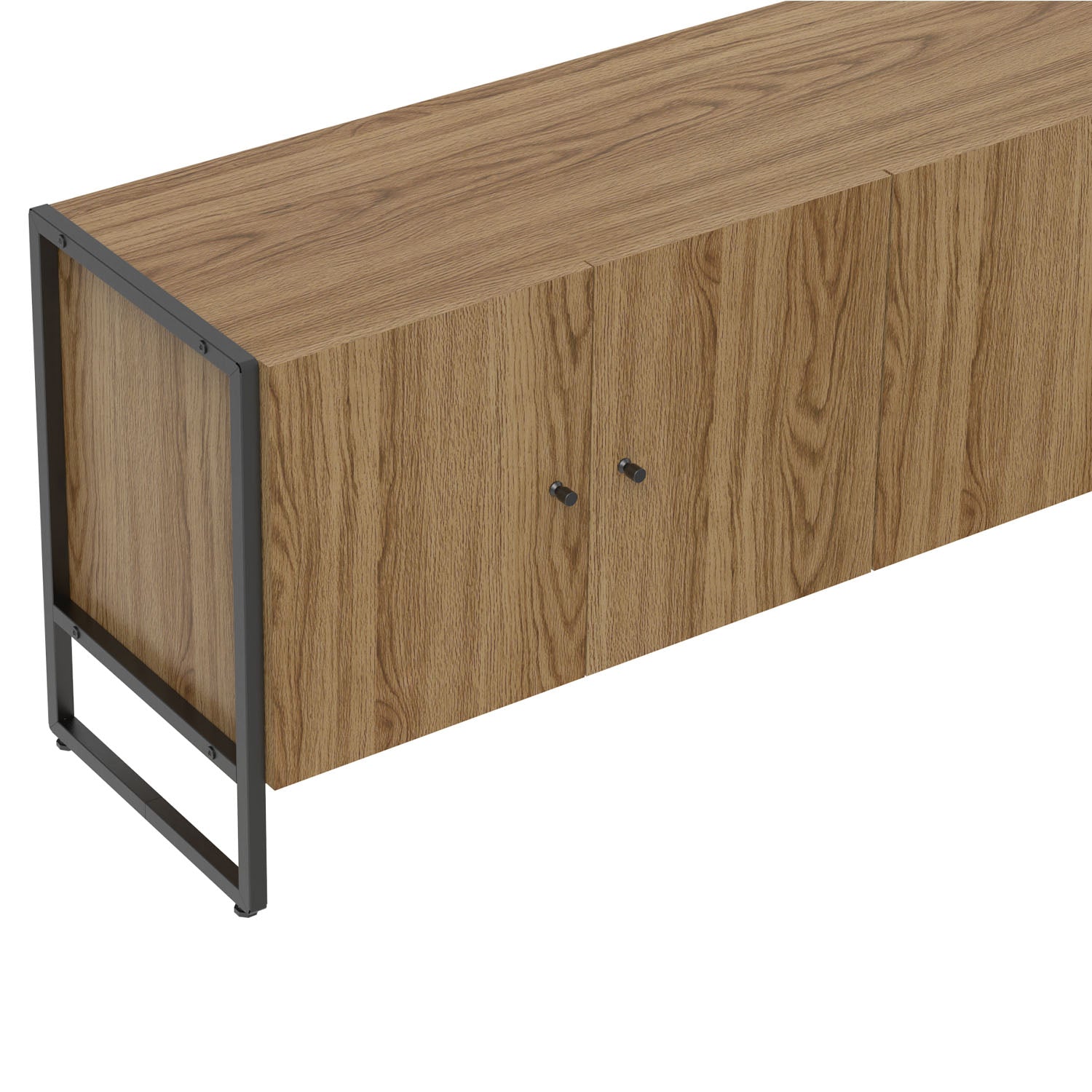 Rack para TV Até 50" 4 Portas Aço com MDF Voss 146 cm - Freijó c/ Preto Fosco