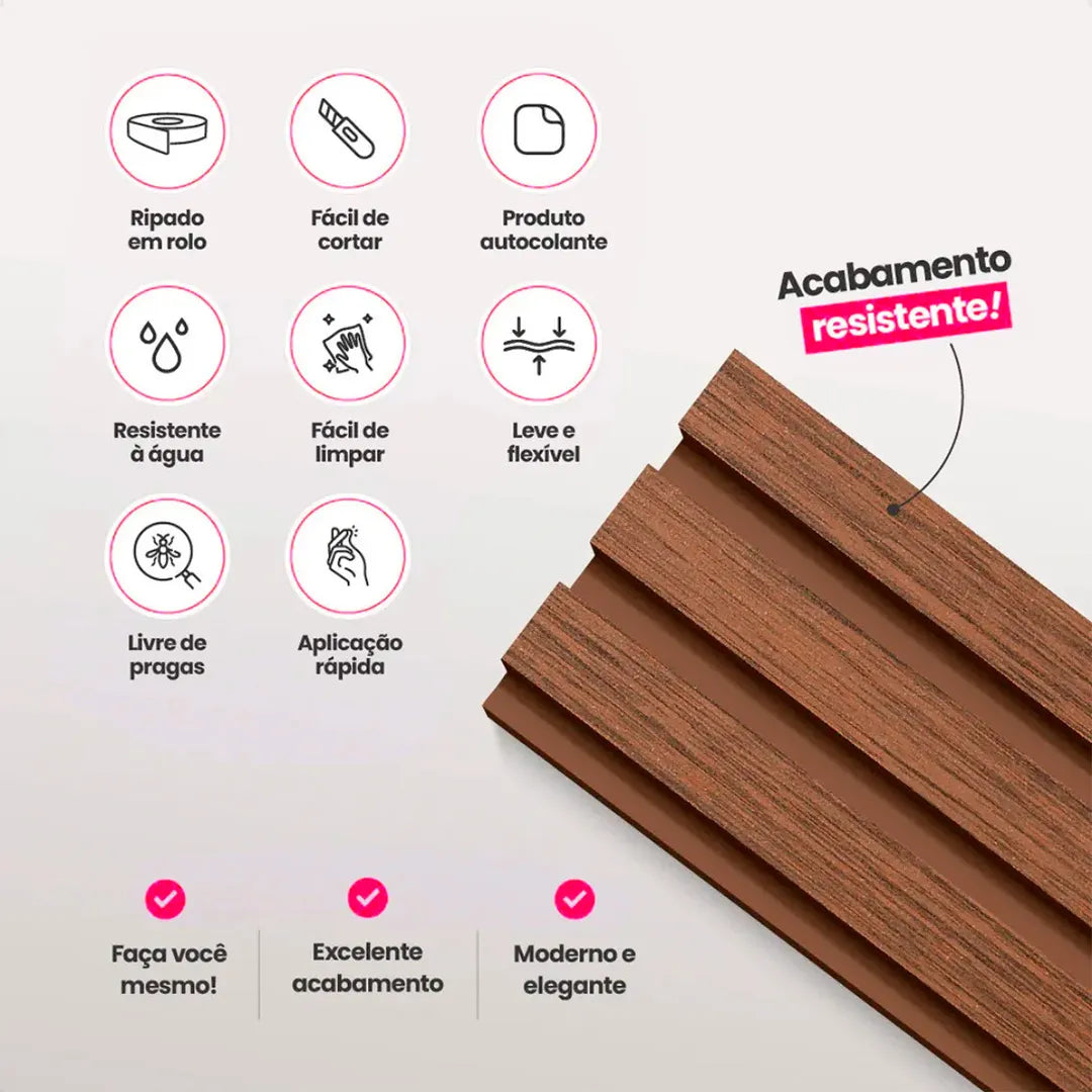 Kit Painel Ripado Autocolante 3M Laminado
