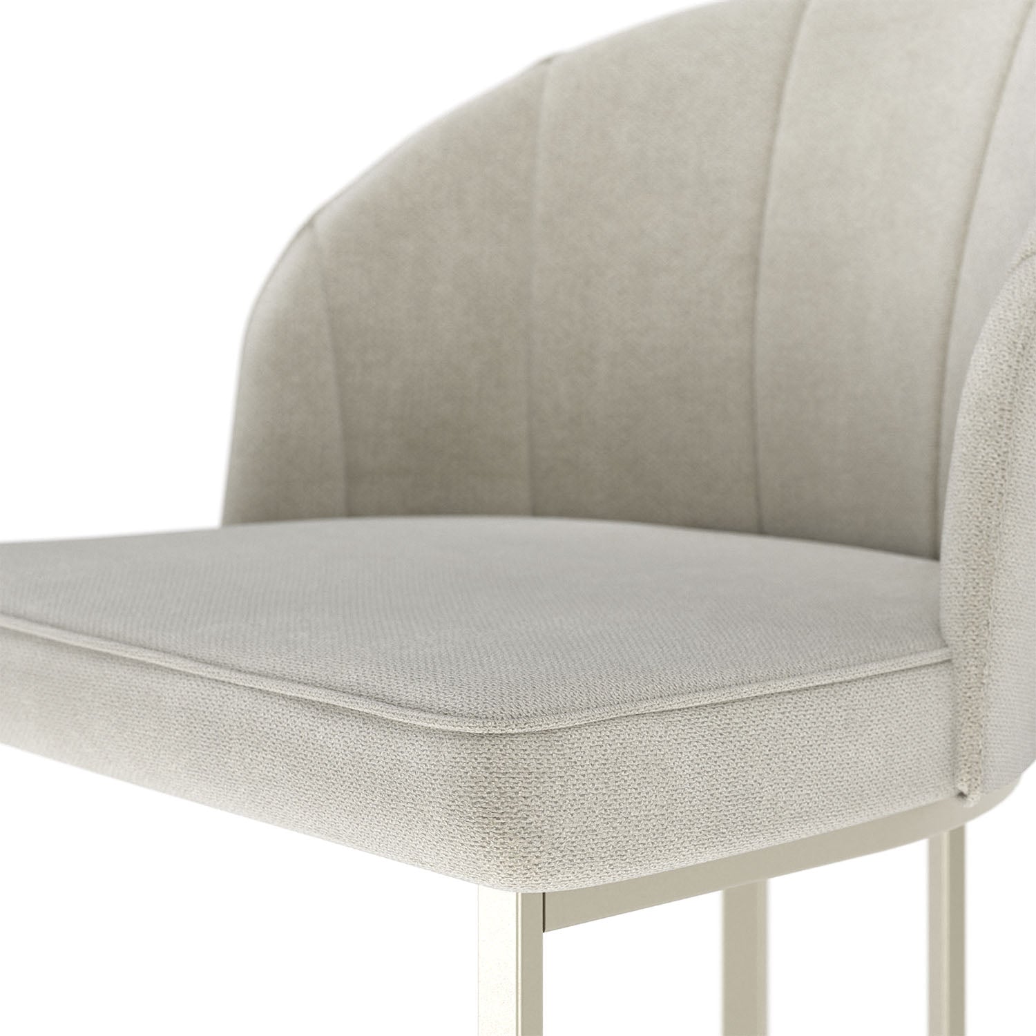 Banqueta Alta de Aço Estofada com Braços Beverly - Champanhe c/ Soft Palha