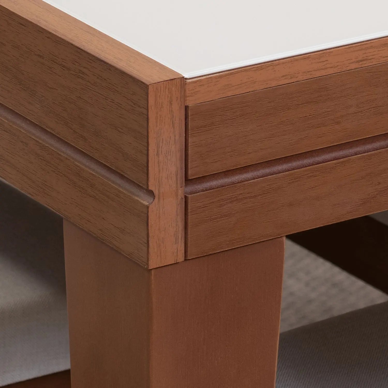 Mesa de Jantar Extensível Smart 120/180 cm - Imbuia c/ Vidro Branco