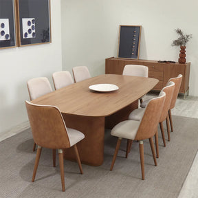 Conjunto de Jantar Mesa Retangular Lintz 8 Cadeiras Giratória Dakota - Canella c/ Caramelo