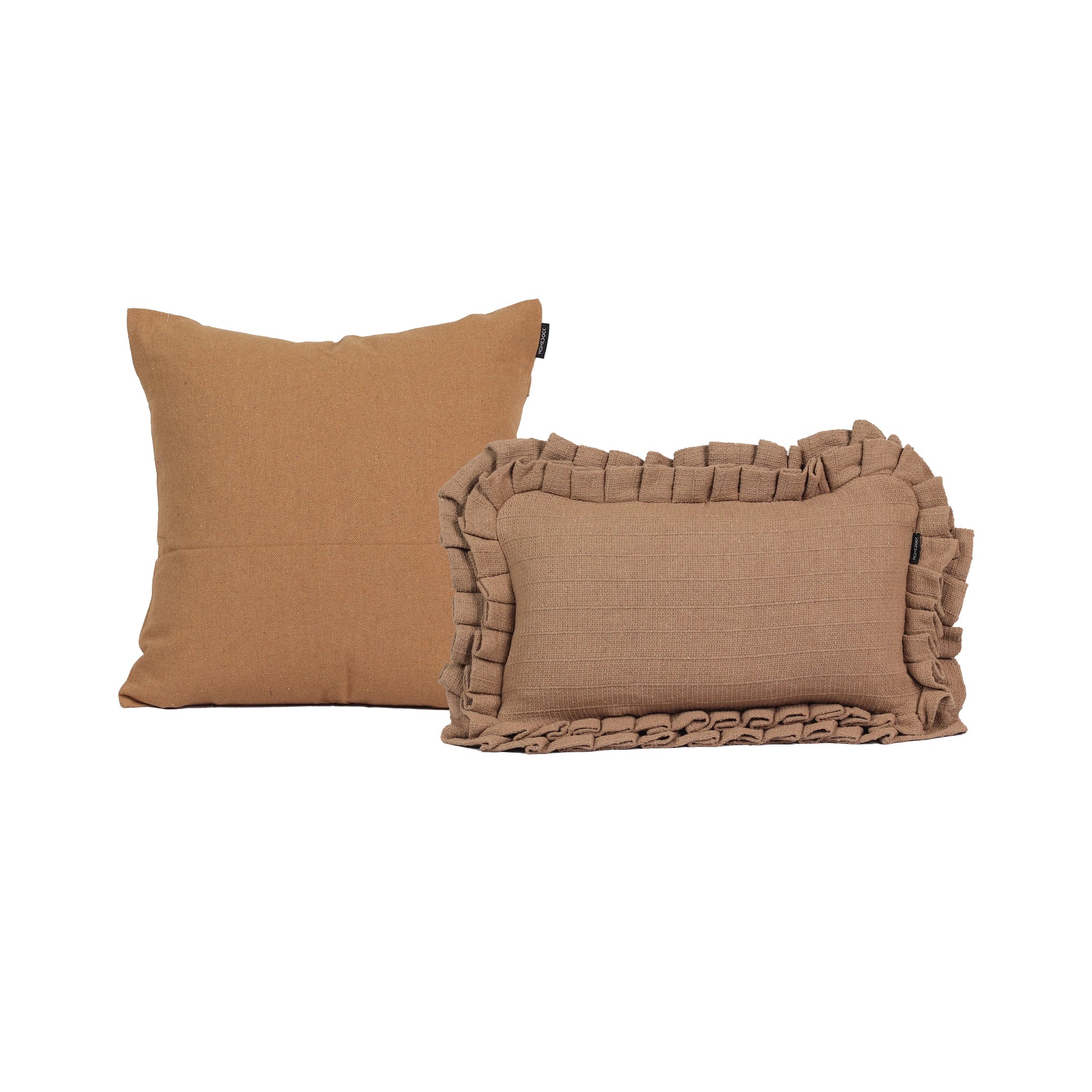 Kit com 2 Capas de Almofadas Plissê - Caramelo