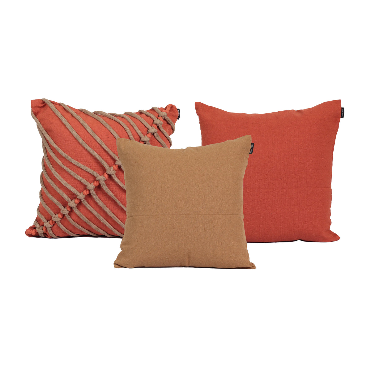 Kit com 3 Capas de Almofadas Nó - Terracota c/ Caramelo