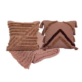 Kit com 2 Capas de Almofadas 1 Manta Líria - Caramelo c/ Marrom