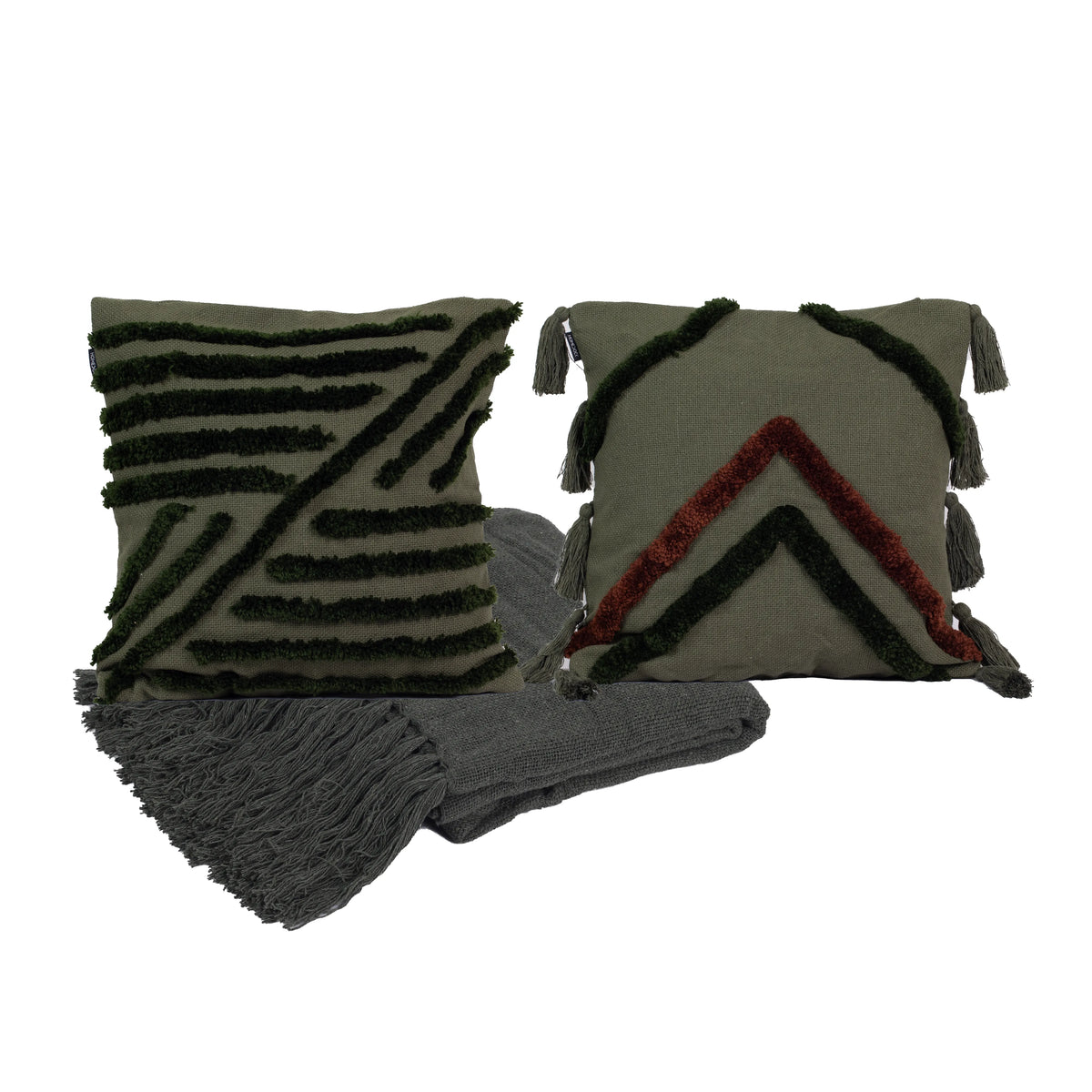 Kit com 2 Capas de Almofadas Líria - Verde c/ Marrom