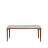 Mesa de Jantar Retangular c/ Vidro para 6 Lugares New Lauren 180 cm - Natural c/ Off White Fosco