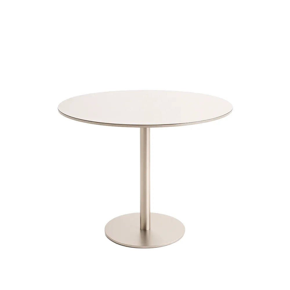 Mesa de Jantar Redonda com Vidro para 4 Lugares Cloe 108 cm - Champanhe c/ Off White Fosco