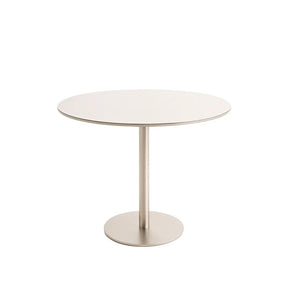 Mesa de Jantar Redonda com Vidro para 4 Lugares Cloe 108 cm - Champanhe c/ Off White Fosco