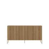 Balcão Buffet 4 Portas Aço com MDF Voss 146 cm - Freijó c/ Champanhe
