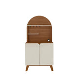 Buffet 2 Portas com Suporte de Xícaras para Sala e Cozinha Siena 80 cm - Natural c/ Off White