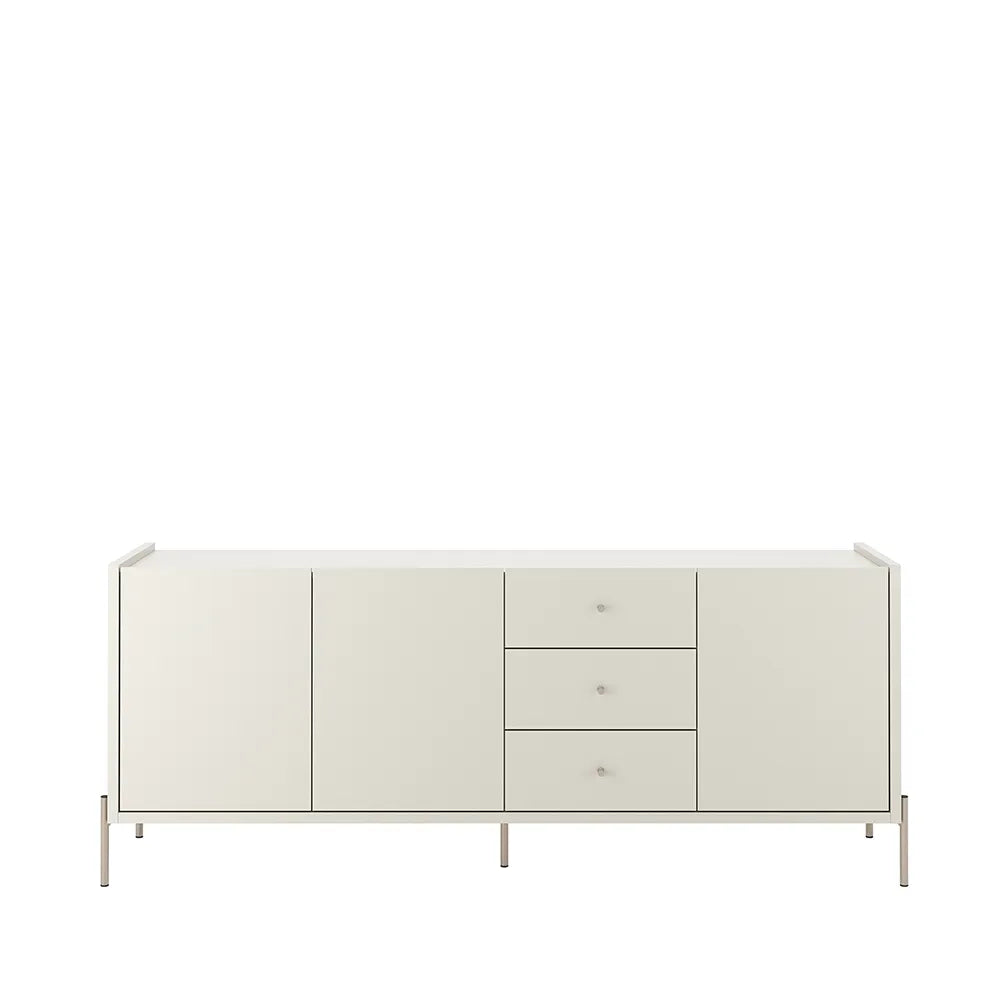 Buffet 3 Portas 3 Gavetas Jasper 184 cm - Off White c/ Champanhe