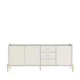 Buffet 3 Portas 3 Gavetas Jasper 184 cm - Off White c/ Dourado