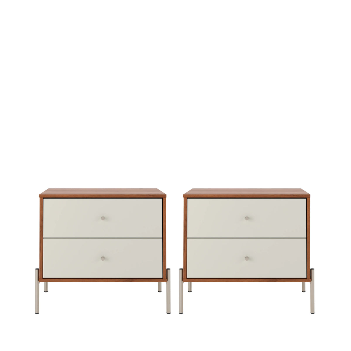 Conjunto 2 Mesas de Cabeceira 2 Gavetas Jasper 64 cm - Canella c/ Champanhe