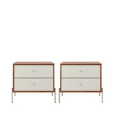 Conjunto 2 Mesas de Cabeceira 2 Gavetas Jasper 64 cm - Canella c/ Champanhe