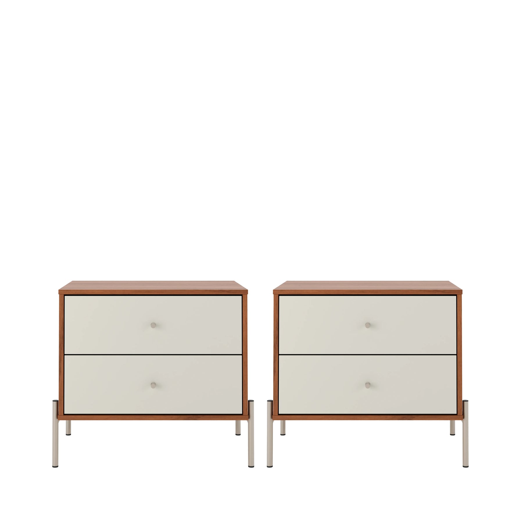 Conjunto 2 Mesas de Cabeceira 2 Gavetas Jasper 64 cm - Canella c/ Champanhe